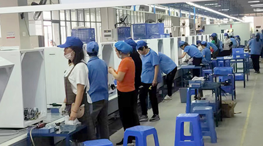 生產(chǎn)實(shí)況！金環(huán)電器開(kāi)展客戶TCL滾筒衣服烘干機(jī)生產(chǎn)